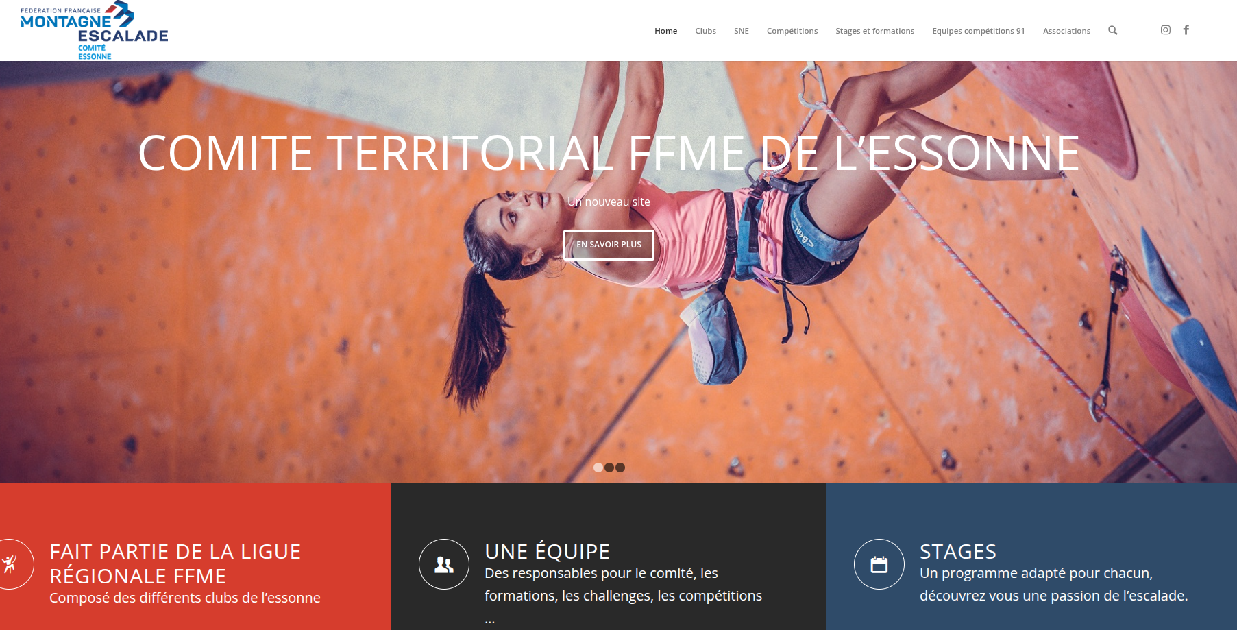 Capture d'écran de l'accueil du site CT91